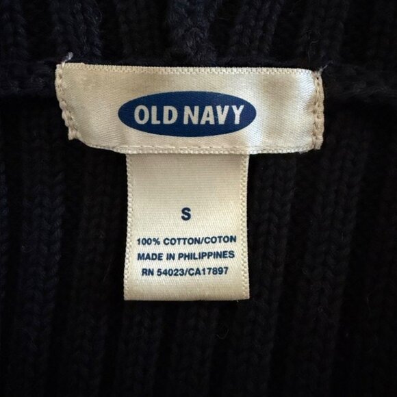 VINTAGE Y2K Black Ribbed Hooded Duster Cardigan Sweater Small - Picture 11 of 11